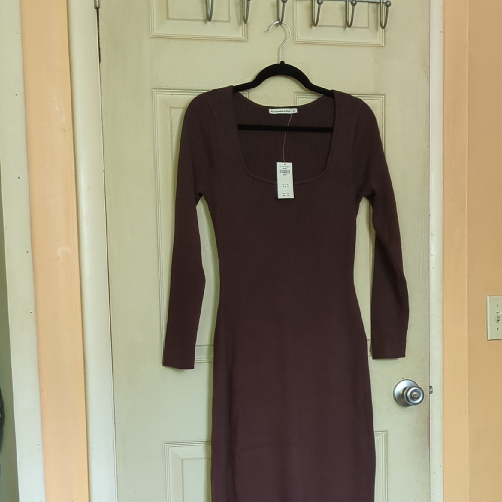 NWT Abercrombie & Fitch Large Petite Dark Brown Maxi Dress